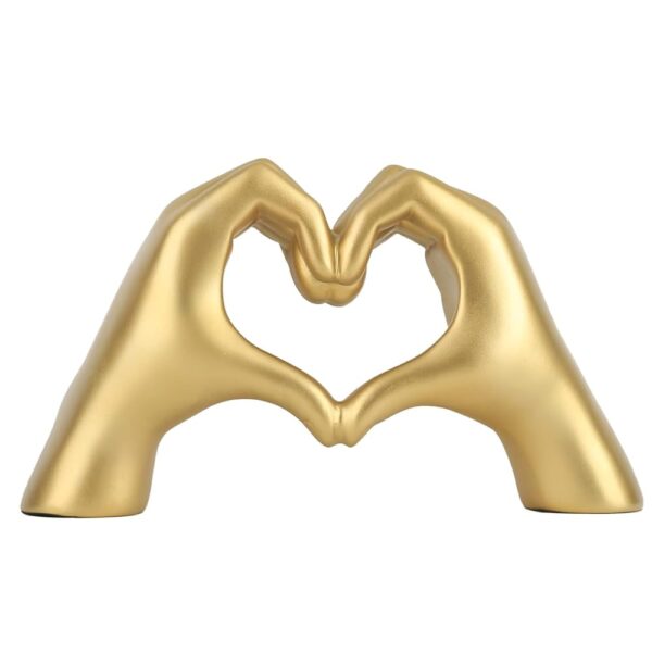 DOVDOV Gold Gesture Decoration, Heart Hand Statue Room Decoration, Love Finger Sculpture Wedding Decoration for Shelf Coffee Table Office Bedroom TV Cabinet Bookshelf Small...