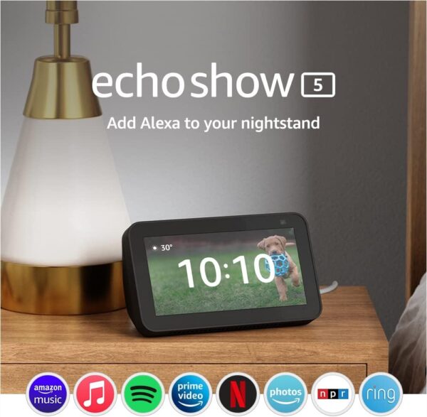 Echo Show 5 (2nd Gen, 2021 release) | Smart display with Alexa and 2 MP camera | Charcoal