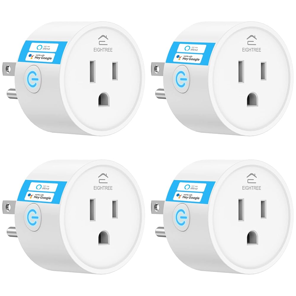 EIGHTREE Smart Plug, Smart Plugs That Compatible with Alexa and Google Home, Compatible with SmartThings, Smart Outlet with WiFi Remote Control and Timer Function, 2.4GHz Wi-Fi...