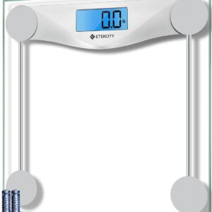 Etekcity Bathroom Scale for Body Weight, Digital Weighing Machine for People, Accurate & Large LCD Backlight Display, 6mm Tempered Glass, 400 lbs