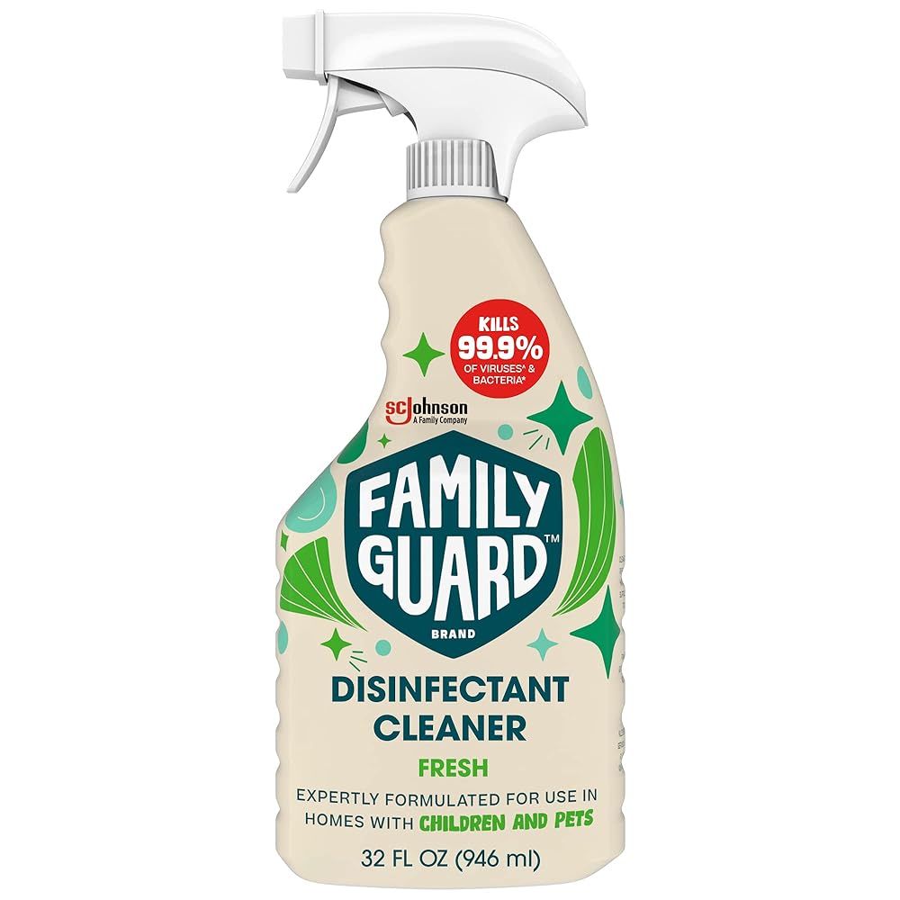 Family Guard Brand Disinfectant Spray Trigger & Multi Surface Cleaner, Antibacterial Spray, Expertly Formulated for Use In Homes with Children & Pets, Fresh Scent, 32 oz (Pack...