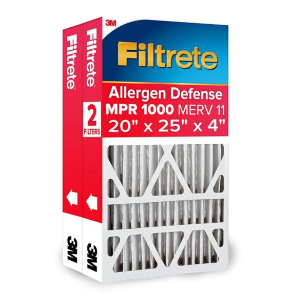 Filtrete 20x25x4, AC Furnace Air Filter, MPR 1000 DP, Micro Allergen Defense Deep Pleat, 2-Pack (actual dimensions 19.88 x 24.63 x 4.31)