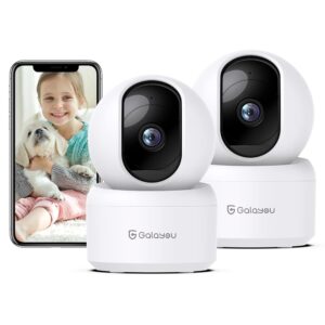 GALAYOU Indoor Security Camera 2K, Pet Camera, 360 Degree WiFi Home Security Camera for Baby/Elder/Nanny with Night Vision, Siren, 24/7 SD Card Storage, Works with Alexa and...