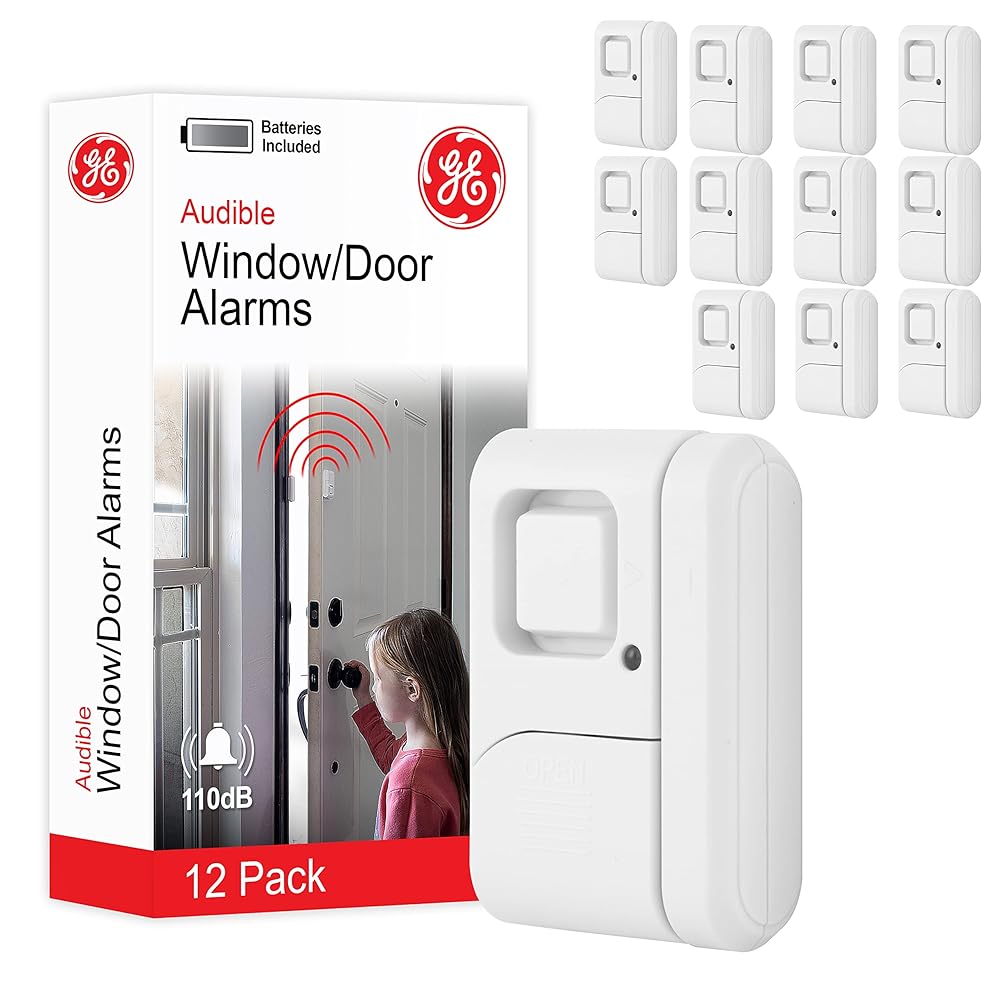 GE Personal Security Window and Door Alarm, 12 Pack, DIY Protection, Burglar Alert, Wireless Chime/Alarm, Easy Installation, Home Security, Ideal for Home, Garage, Apartment and...