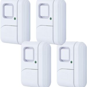 General Electric, 4 Pack, DIY Protection, Burglar Alert, Wireless, Chime, Easy Installation, Home, 45174 GE Personal Security Window and Door Alarm, White, 4