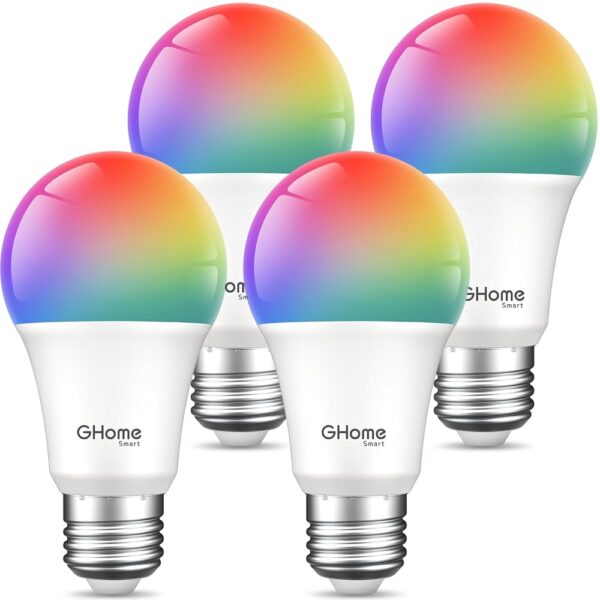 Ghome Smart Light Bulbs, A19 E26 Color Changing Led Bulb Works with Alexa, Google Home, App & Voice Control, 2.4Ghz WiFi Only, 800 Lumens, Dimmable RGB Warm White 2700K Smart...