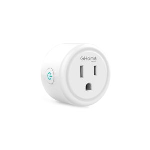 GHome Smart Mini Plug, Wi-Fi Outlet Socket Compatible with Alexa and Google Home, Remote Control with Timer Function, No Hub Required, ETL FCC Listed (1 Pack), White