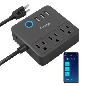 GHome Smart Power Strip, 3 USB Ports and 3 Individually Controlled Smart Outlets, WiFi Surge Protector Works with Alexa Google Home, Home Office Cruise Ship Travel Multi-Plug...