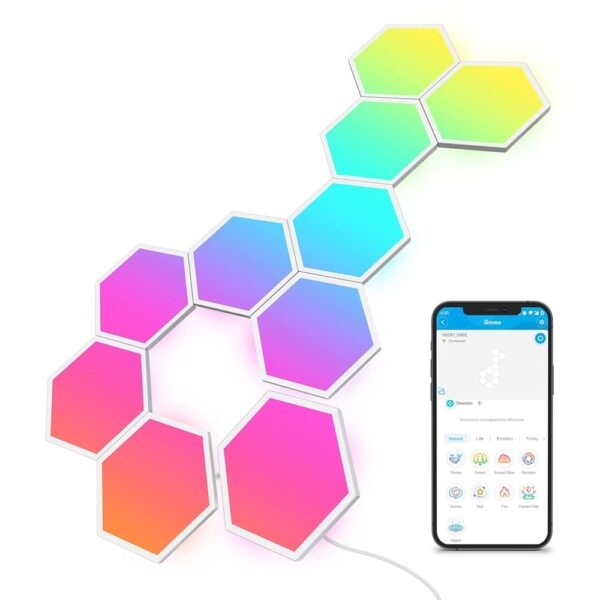 Govee Glide Hexa Light Panels, RGBIC Hexagon LED Wall Lights, Wi-Fi Smart Home Decor Creative Wall Lights with Music Sync, Works with Alexa Google Assistant for Halloween Decor,...