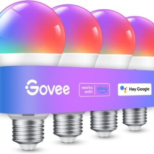 Govee Smart Light Bulbs, Color Changing Light Bulb, Work with Alexa and Google Assistant, 16 Million Colors RGBWW, WiFi & Bluetooth LED Light Bulbs, Music Sync, A19, 800 Lumens,...