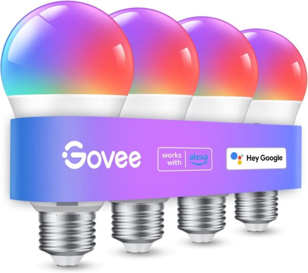 Govee Smart Light Bulbs, Color Changing Light Bulb, Work with Alexa and Google Assistant, 16 Million Colors RGBWW, WiFi & Bluetooth LED Light Bulbs, Music Sync, A19, 800 Lumens,...