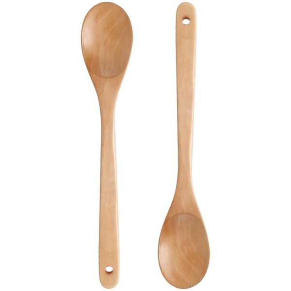 HAKSEN 2PCS Wooden Cooking Spoons, 14inch Large Wooden Spoons Set Wooden Cooking Utensils for Home Kitchen Stirring Mixing Serving