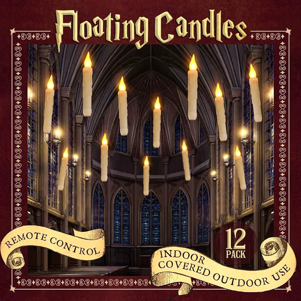 Halloween Decorations - Floating LED Candles with Remote Control -12Pcs Magic Witch Wizard Christmas Decor for Indoor Home Room Classroom Bedroom Birthday Party (with Common...