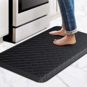 HappyTrends Floor Mat Cushioned Anti-Fatigue ,17.3"x28",Thick Waterproof Non-Slip Mats and Rugs Heavy Duty Ergonomic Comfort Rug for Kitchen,Floor,Office,Sink,Laundry,Black