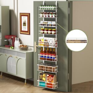 Highpro 8-Tier Over the Door Pantry Organizer and Storage Rack, Metal Hanging Spice Rack Shelves Door, Home & Kitchen Essentials, Closet, Laundry Room Bathroom Organization, White