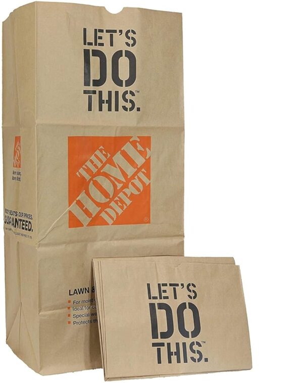 Home Depot Heavy Duty Brown Paper 30 Gallon Lawn and Refuse Bags for Home and Garden (30 Lawn Bags)