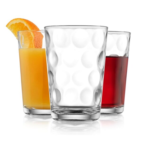 Home Essentials Drinking Glasses - Set of 10 - Juice Glass Cups, Premium Quality Cooler 7 Oz. Circular Glassware. Ideal for Water, Juice, Cocktails, and Iced Tea. Dishwasher Safe.