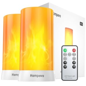 Hompavo 【Upgraded】 LED Flame Lights with Remote & Timer, 4-Mode Rechargeable Battery Operated Flameless Candles, Waterproof Pillar Flickering Lanterns for Bathroom Patio Wedding...