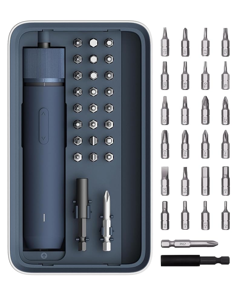 HOTO Electric Screwdriver Kit,25-Piece Upgraded Bit Set,3.6V Cordless Screwdriver Rechargeable,Magnetic Case Lid,3 Torque Settings,1500mAh Battery,LED Light for...