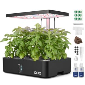 iDOO Hydroponics Growing System Kit 12Pods, for Women Mom, Herb Garden Indoor with LED Grow Light for Home School, Built-in Fan, Auto-Timer, Adjustable Height Up to 11.3",...