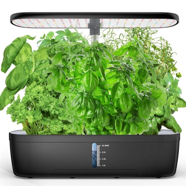 Indoor Garden Hydroponics Growing System 12 Pods, Indoor Herb Garden with LED Grow Light, Adjustable Height Up to 10.8inch, Hydroponics for Family