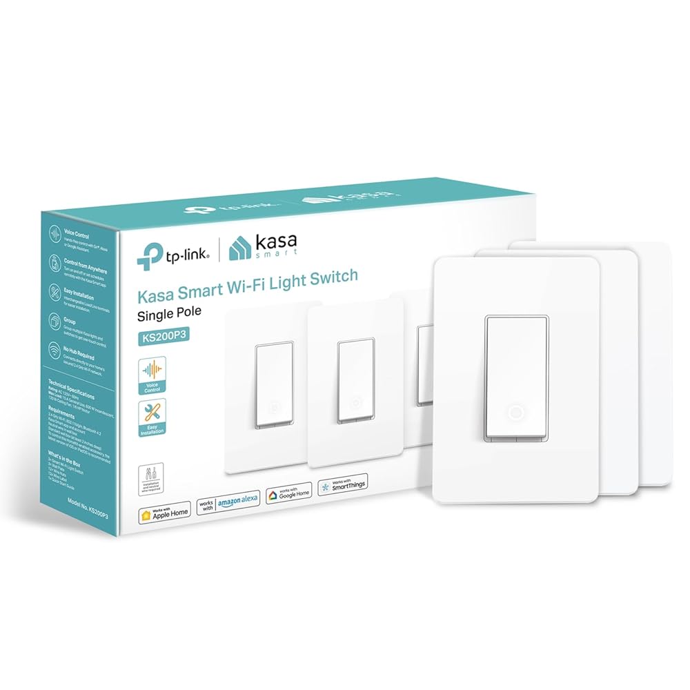 Kasa Apple HomeKit Smart Light Switch KS200P3, Single Pole, Neutral Wire Required, 2.4GHz Wi-Fi Light Switch Works with Siri, Alexa and Google Home, UL Certified, No Hub...