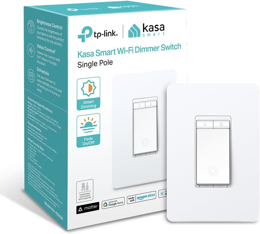 Kasa Matter Smart Dimmer Switch: Voice Control w/Siri, Alexa & Google Assistant | UL Certified | Timer & Schedule | Easy Guided Install | Neutral Wire Required | Single Pole |...