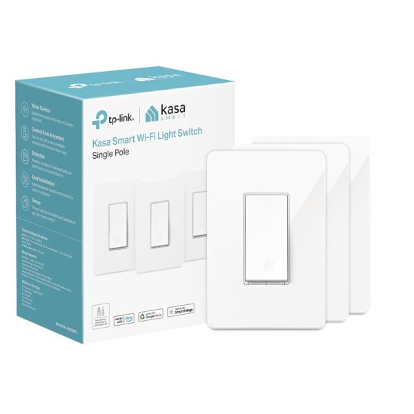 Kasa Smart Light Switch HS200P3, Single Pole, Needs Neutral Wire, 2.4GHz Wi-Fi Light Switch Works with Alexa and Google Home, UL Certified, No Hub Required, 3 Count -Pack of 1 ,...