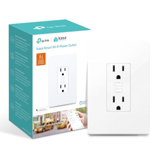 Kasa Smart Plug KP200, In-Wall Smart Home Wi-Fi Outlet Works with Alexa, Google Home & IFTTT, No Hub Required, Remote Control, ETL Certified , White, 1 Pack