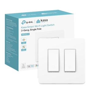 Kasa Smart Switch 2-Gang HS200-2, Single Pole,Neutral Wire Required, 2.4GHz Wi-Fi Light Switch Compatible with Alexa and Google Home, UL Certified, No Hub Required, White