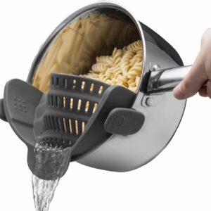 Kitchen Gizmo Snap N' Strain - Silicone Clip-On Colander, Heat Resistant Drainer for Vegetables and Pasta Noodles, Kitchen Gadgets for Bowl, Pots, and Pans - Essential Home...