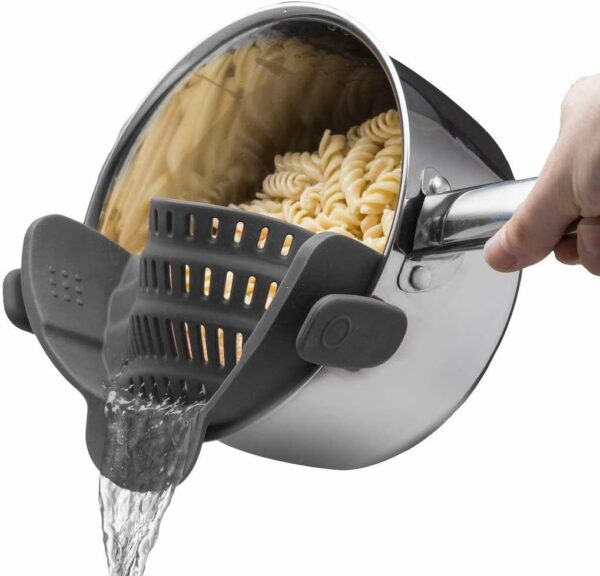 Kitchen Gizmo Snap N' Strain - Silicone Clip-On Colander, Heat Resistant Drainer for Vegetables and Pasta Noodles, Kitchen Gadgets for Bowl, Pots, and Pans - Essential Home...