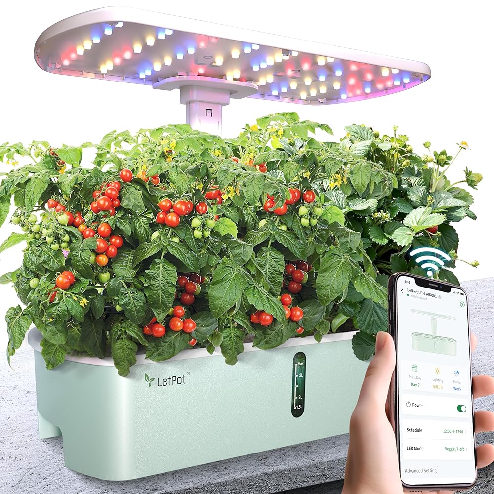 LETPOT LPH-Air Hydroponics Growing System Kits, APP & WiFi Controlled Smart Indoor Garden with 24W Grow Light Full Spectrum, 10 Pods Planter Indoor Gardening for Gifts, Kitchen,...