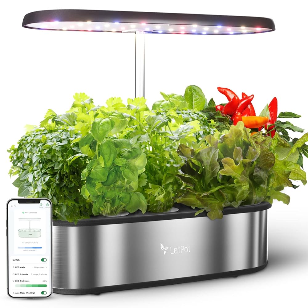 LETPOT LPH-SE Hydroponics Growing System, 12 Pods Smart Herb Garden Kit Indoor, Indoor Garden, APP & WiFi Controlled, with 24W Growing LED, 5.5L Water Tank, Pump System,...