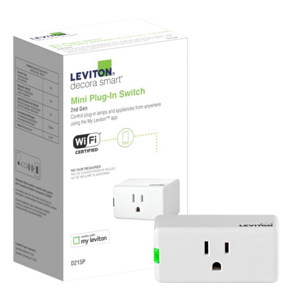 Leviton Decora Smart Plug, Wi-Fi 2nd Gen, Works with Matter, My Leviton, Alexa, Google Assistant, Apple Home/Siri & Wire-Free Anywhere Companions for Switched Outlet, D215P-2RW,...