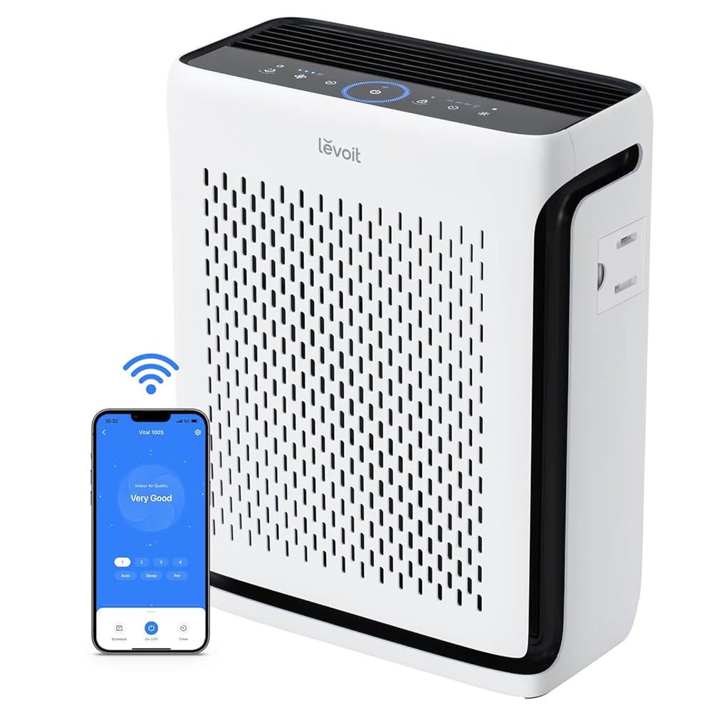 LEVOIT Air Purifiers for Home Large Room Bedroom Up to 1110 Ft² with Air Quality and Light Sensors, Smart WiFi, Washable Filters, HEPA Sleep Mode for Pets, Allergies, Dust,...