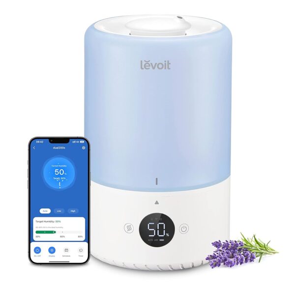 LEVOIT Dual 200S Smart Humidifiers for Bedroom, Top Fill, Customize Humidity for Home, Baby Nursery & Plants with Humidistat, Essential Oil Diffuser, Schedule, Timer, APP &...