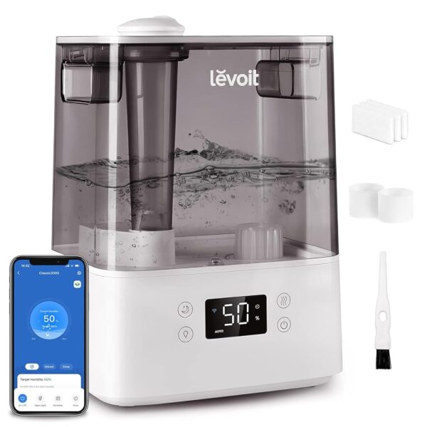 LEVOIT Smart Humidifiers for Bedroom Large Room Home,(6L) Cool Mist Top Fill Essential Oil Diffuser for Baby & Plants,Smart App & Voice Control, Rapid Humidification & Auto...