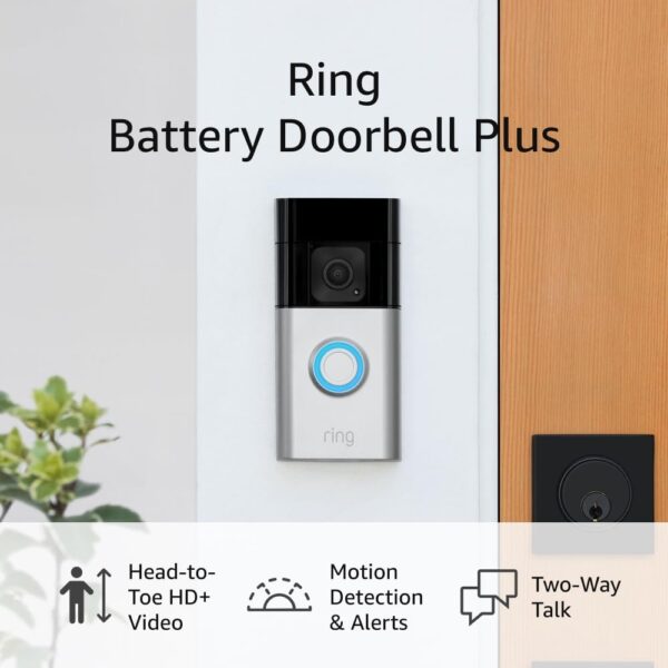 Like-new Ring Battery Doorbell Plus | Head-to-Toe HD+ Video, motion detection & alerts, and Two-Way Talk (2023 release)