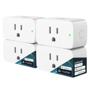 Linkind Matter Smart Plug, Work with Apple Home, Siri, Alexa, Google Home, SmartThings, Smart Outlet 15A/1800W Max, Smart Home Automation, APP Remote Control,Timer&Schedule,...