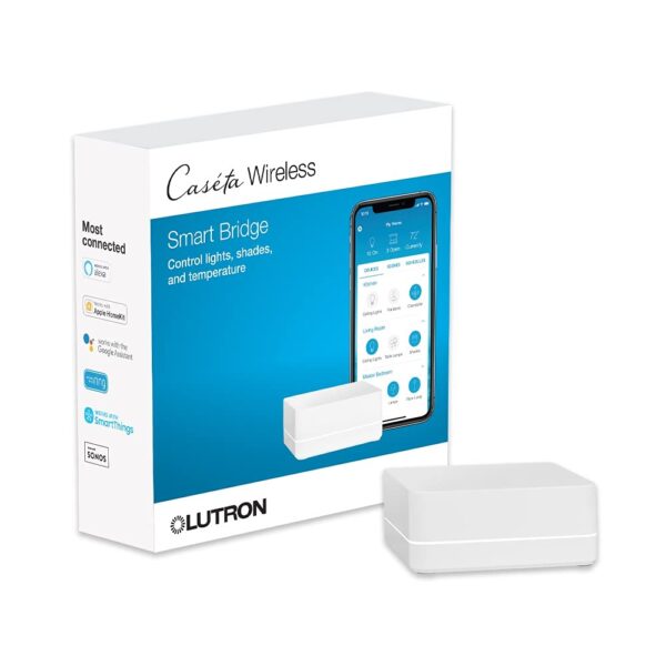 Lutron Caseta Smart Lighting Smart Hub for Light Bulbs and Fans, Works w/ Alexa, Apple Homekit, Google Home, 75 Device Capacity, L-BDG2-WH, White