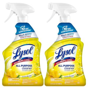 LYSOL All-Purpose Cleaner, Sanitizing and Disinfecting Spray, To Clean and Deodorize, Lemon Breeze Scent, 32oz, Pack of 2