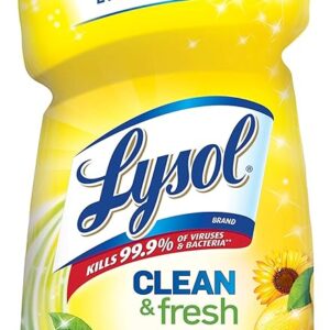 Lysol Multi-Surface Cleaner, Sanitizing and Disinfecting Pour, to Clean and Deodorize, Sparkling Lemon & Sunflower Essence, 48oz