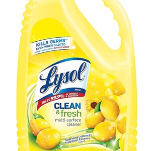 Lysol Multi-Surface Cleaner, Sanitizing and Disinfecting Pour, to Clean and Deodorize, Sparkling Lemon and Sunflower Essence, 144 Fl Oz