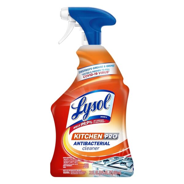 Lysol Pro Kitchen Spray Cleaner and Degreaser, Antibacterial All Purpose Cleaning Spray for Kitchens, Countertops, Ovens, and Appliances, Citrus Scent, 22oz