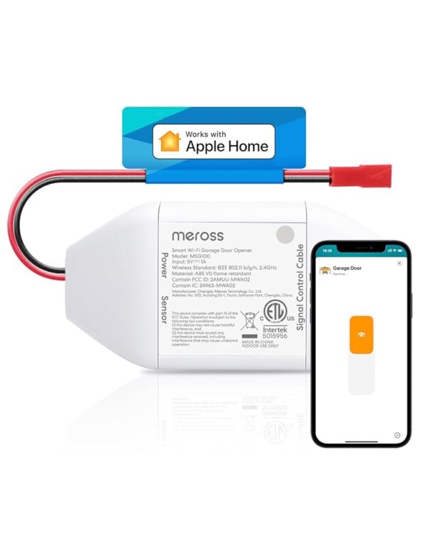 meross Smart Garage Door Opener Remote, Compatible with Apple HomeKit, Amazon Alexa, Google Assistant, Carplay and SmartThings, No Hub Needed