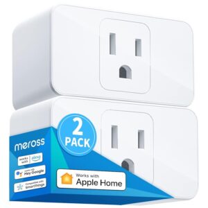 meross Smart Plug Mini, 15A & Reliable Wi-Fi, Support Apple HomeKit, Siri, Alexa, Echo, Google Assistant and Nest Hub, App Control, Timer, No Hub Needed, 2.4G WiFi Only, 2 pack