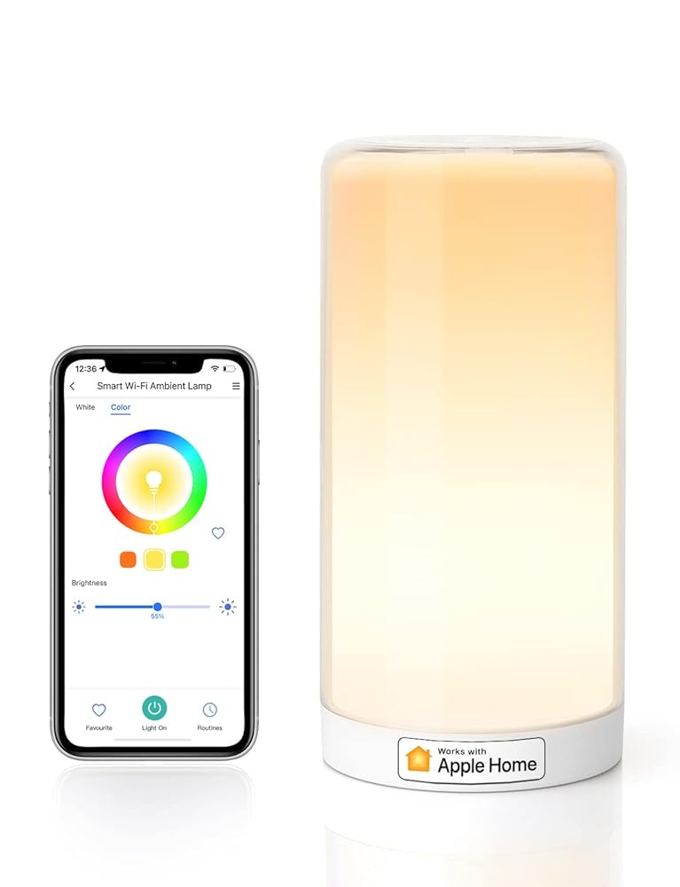 meross Smart Table Lamp, Bedside Lamp, Compatible with Apple HomeKit, Siri, Amazon Alexa and SmartThings, Tunable White and Multi-Color, Touch Control, Voice and App Control