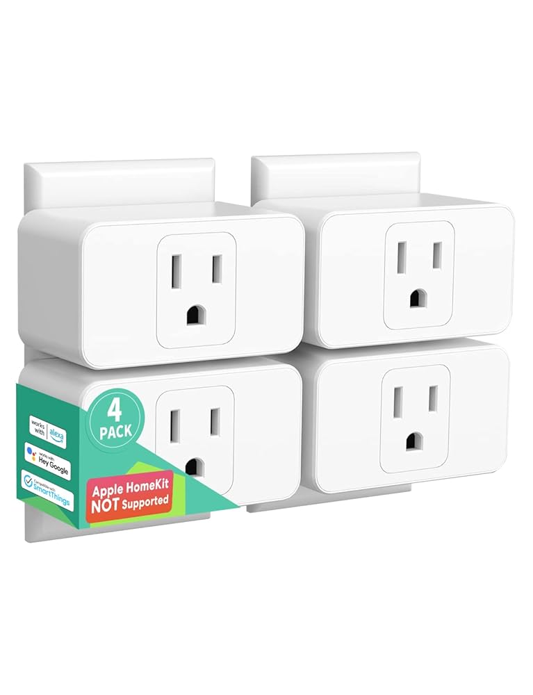 meross Wi-Fi Smart Plug Mini, 15 Amp & Reliable Wi-Fi Connection, Support Alexa, Google Home, Remote Control, Timer, Occupies Only One Socket, 2.4G WiFi Only, 4 Pack