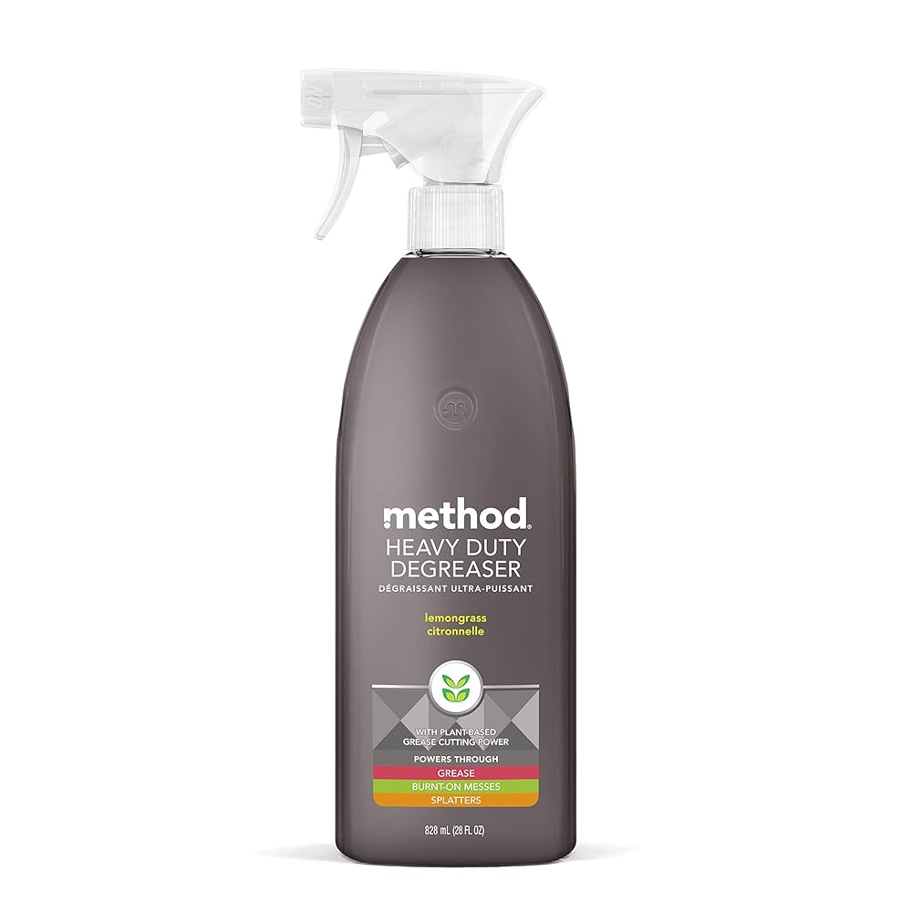 Method Heavy Duty Degreaser, Lemongrass Scent, Oven Cleaner & Stove Top Cleaner, 28 Oz Spray Bottle (Pack of 1),(Packaging may vary)